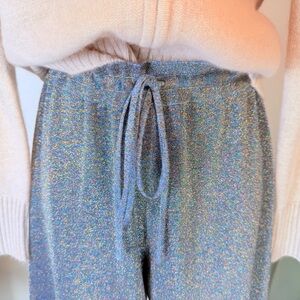 NWT Lanvin Paris Metallic Knit Joggers Blue Gold Lavender M